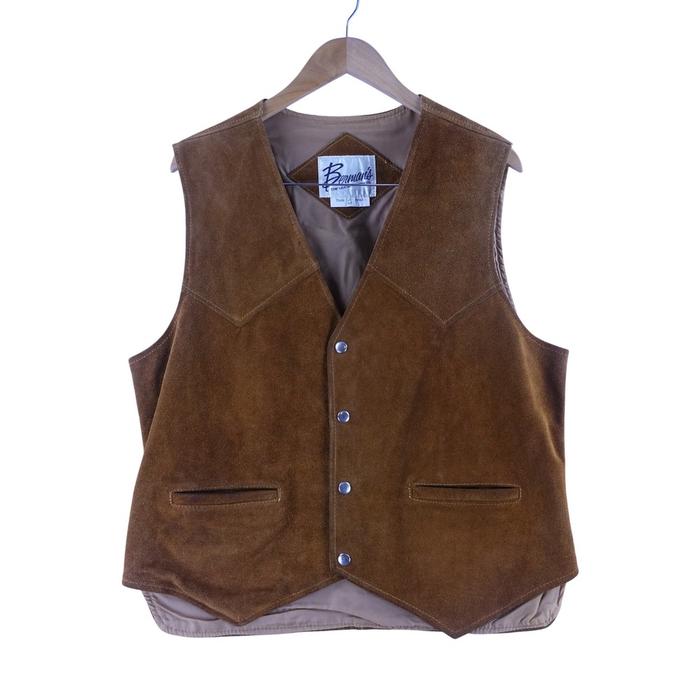 Bruno's Men's Brown Suede Snap Vest